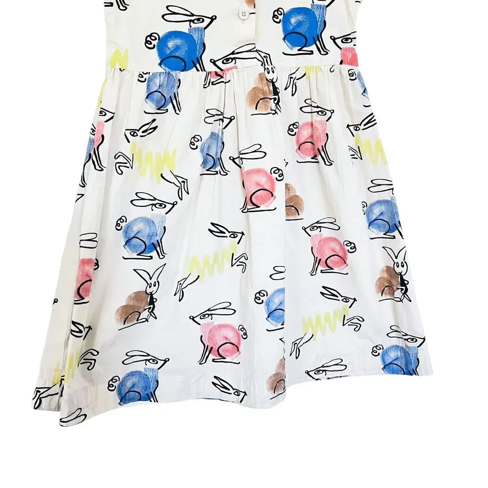 Wynken girls rabbit print poplin dress size 10